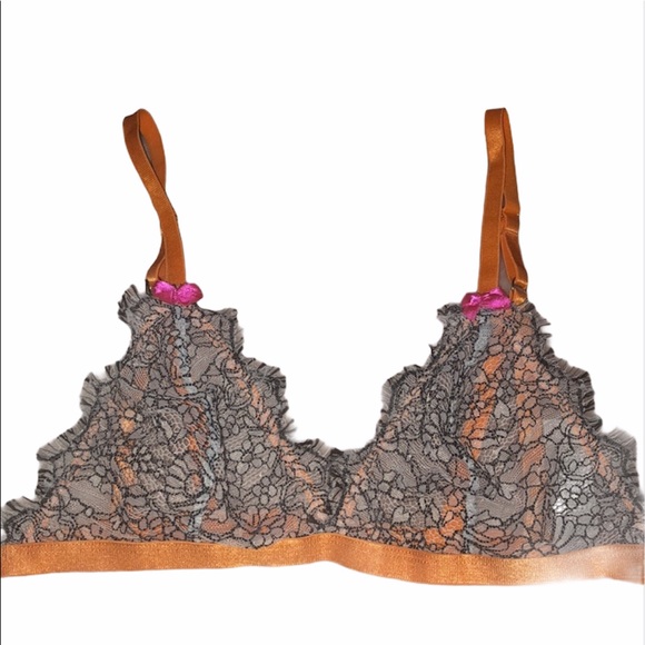 ASOS Orange and Gray Lace Bralette - Picture 1 of 8